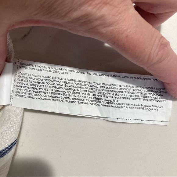 H&M Sz L  Paperwaist 100% Linen High Rise Shorts With Pockets - Picture 6 of 7